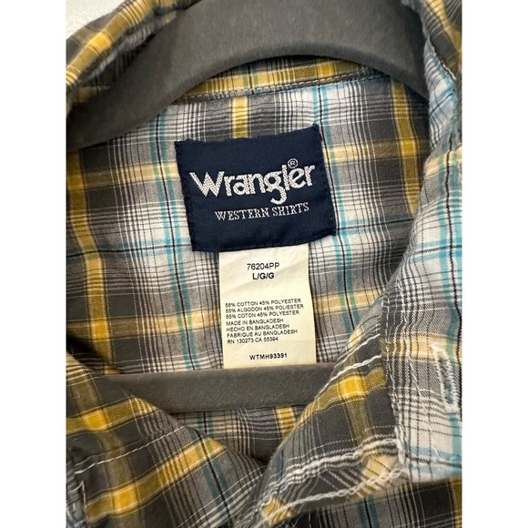 Wrangler Mens Western Short Sleeve Plaid Pearl Snap Shirt - Picture 2 of 2